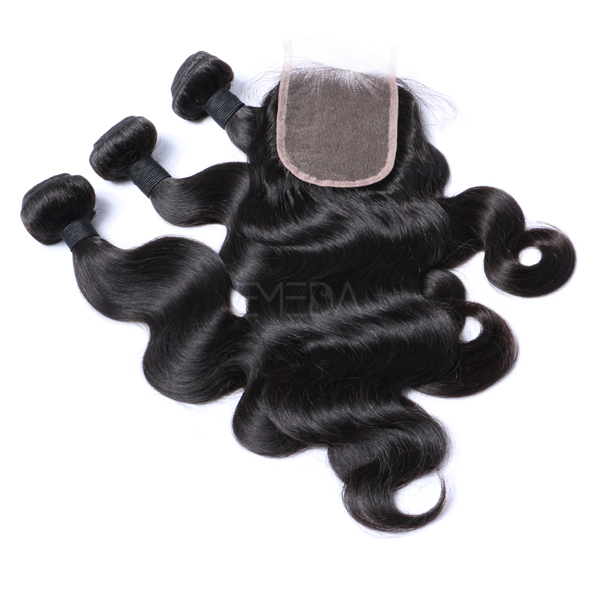 4x4 lace closure with virgin human hair bundles CX076